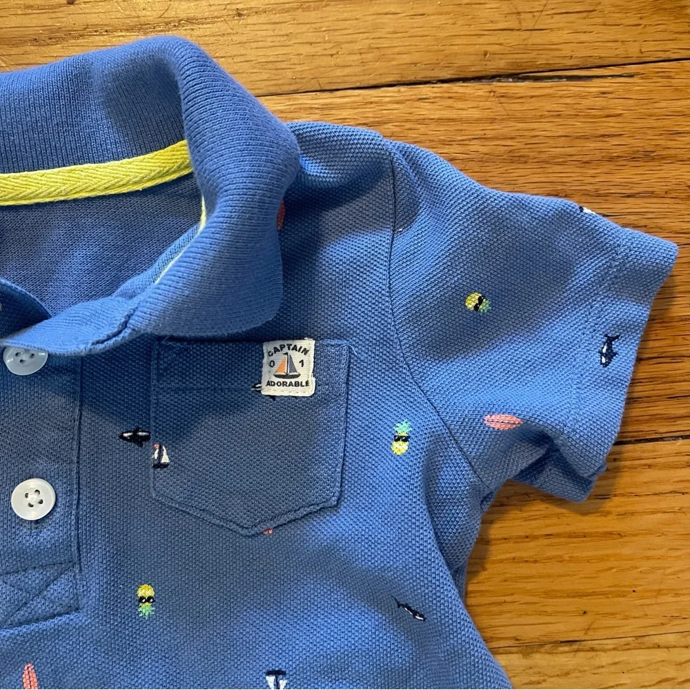 Carter’s | Blue Polo Romper with Nautical Print